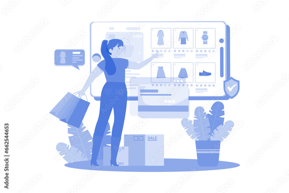 Shopaholic Is Making Purchases In An Online Store.
