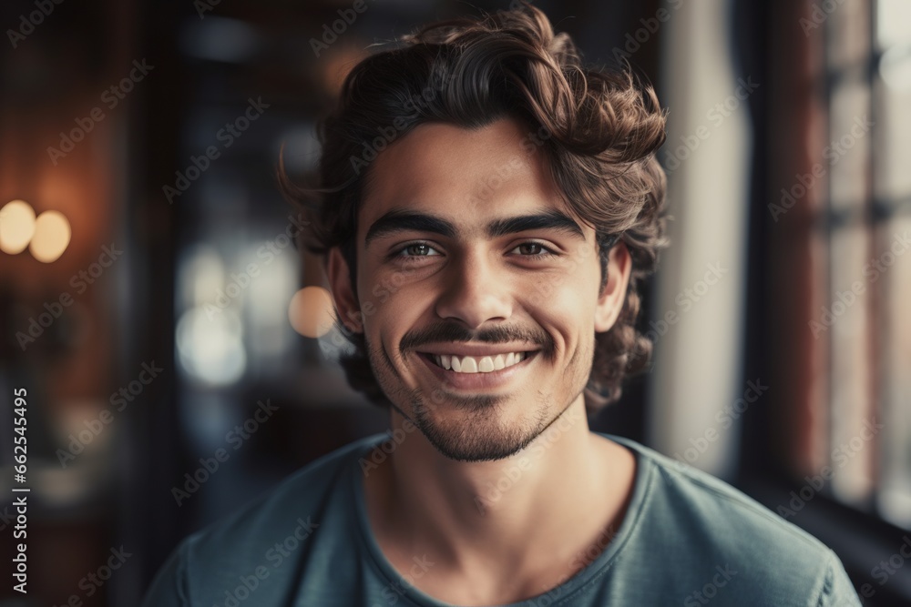 Fototapeta premium Cheerful young man in casual wear looking at camera