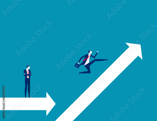 Business leader running chart growth and look forward. Business financial results vector concept