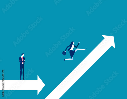 Business leader running chart growth and look forward. Business financial results vector concept