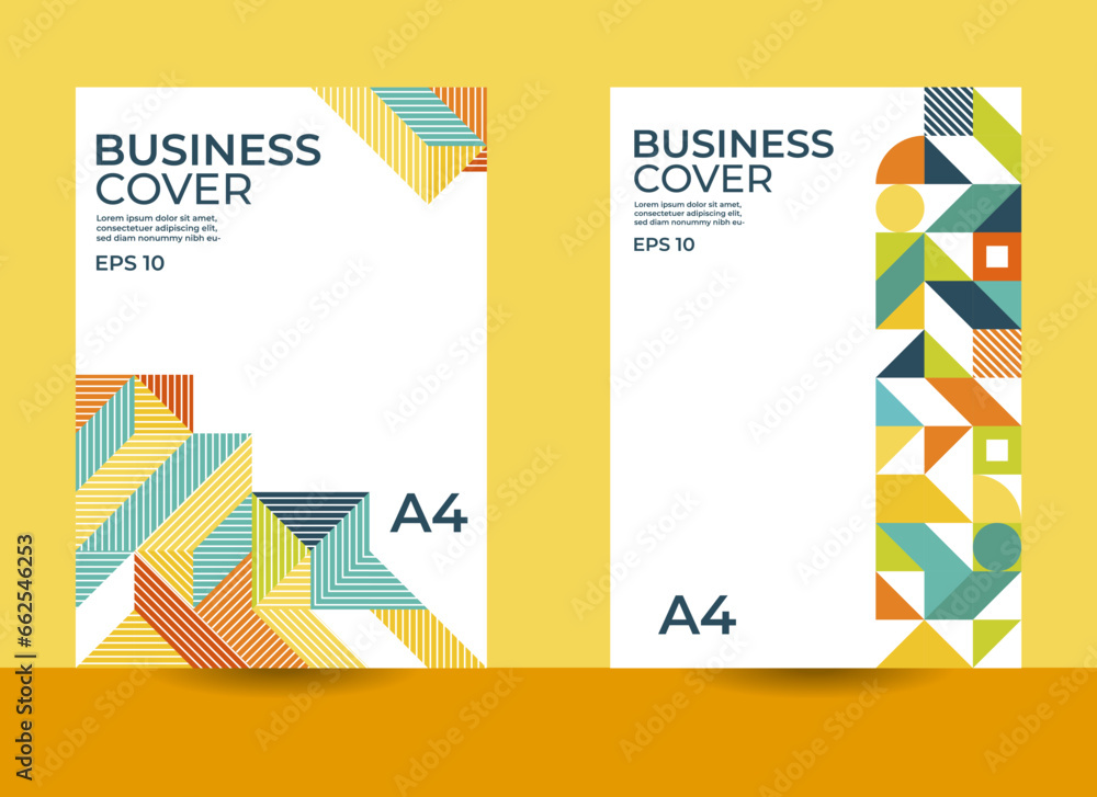geometric cover design, bauhaus pattern design, business presentation design, annual report cover design, a4 - obrazy, fototapety, plakaty 