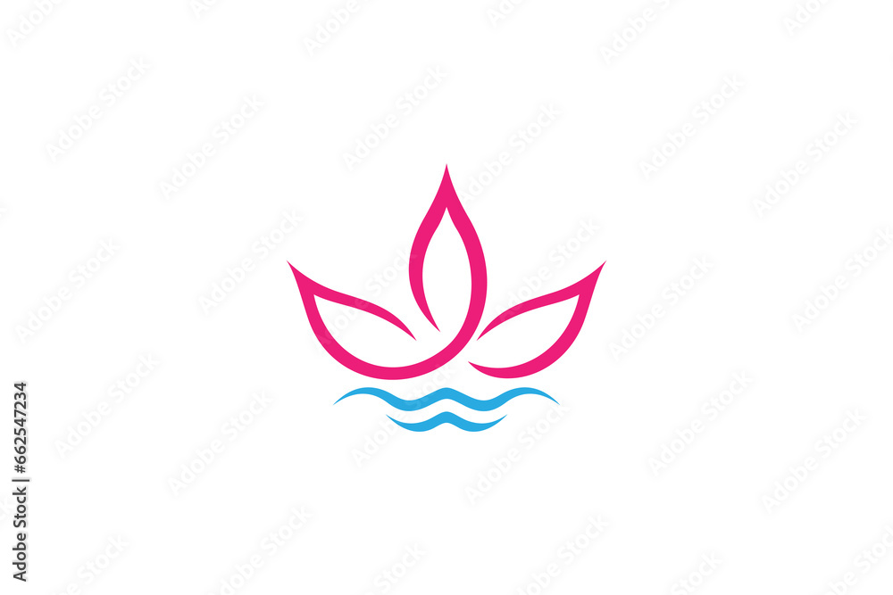 Lotus flower logo design with wave elements Lotus flower logo design with wave elements
