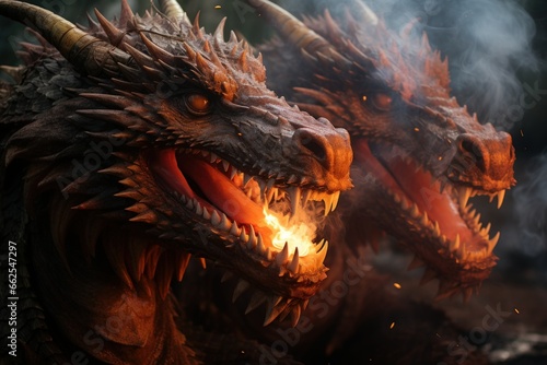 Fire-breathing drakes  smaller relatives of dragons  with fierce temperaments - Generative AI