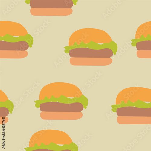 Vector hand drawn burger pattern. seamless burger pattern background design.