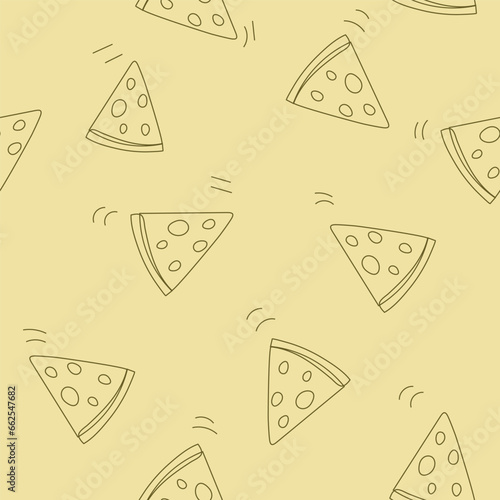 hand drawn pizza doodle pattern background, vector seamless pattern design.