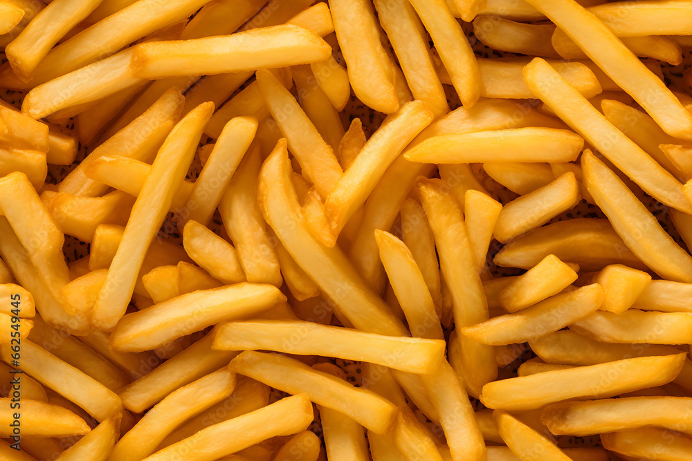 seamless texture and full-frame background of piled French fries, neural network generated image. Not based on any actual scene or pattern. seamless texture and full-frame background of piled French fries, neural network generated image. Not based on any actual scene or pattern.