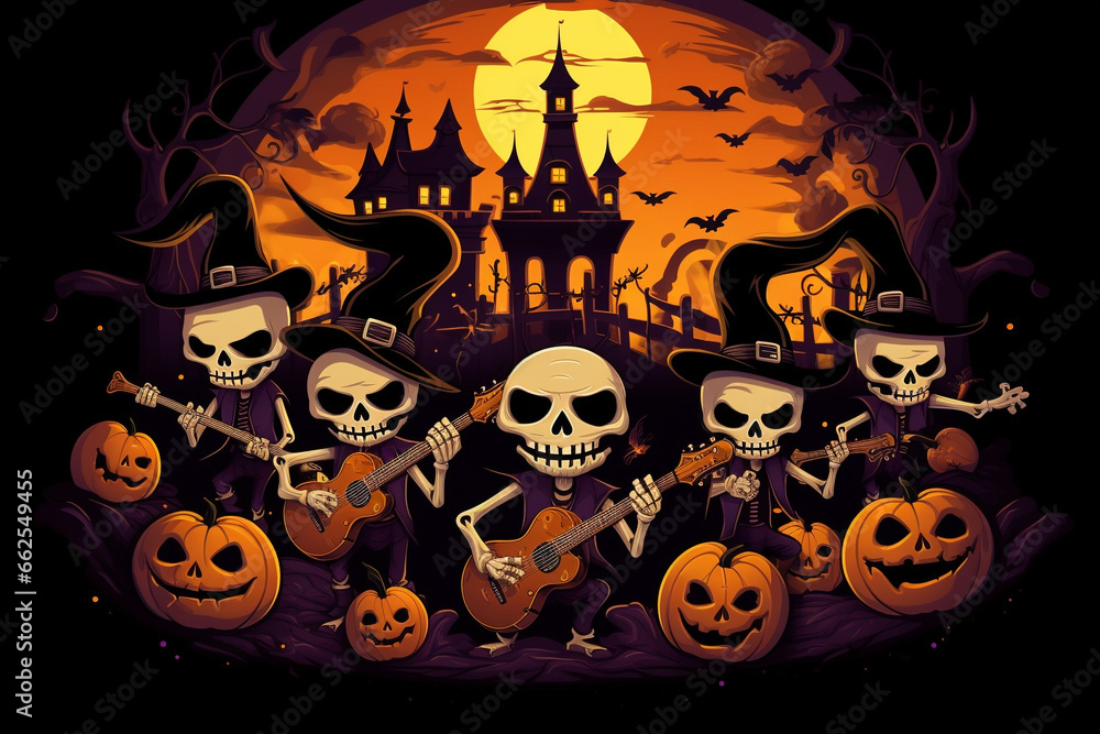 Halloween demon,playing guitar in the night,Halloween concept Halloween demon,playing guitar in the night,Halloween concept