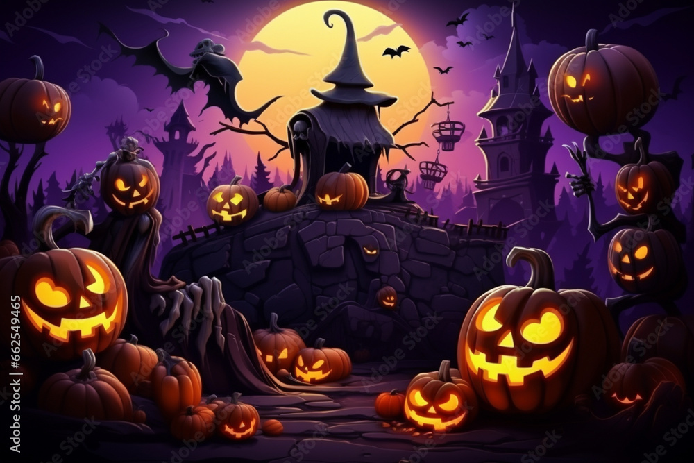 halloween background with pumpkins