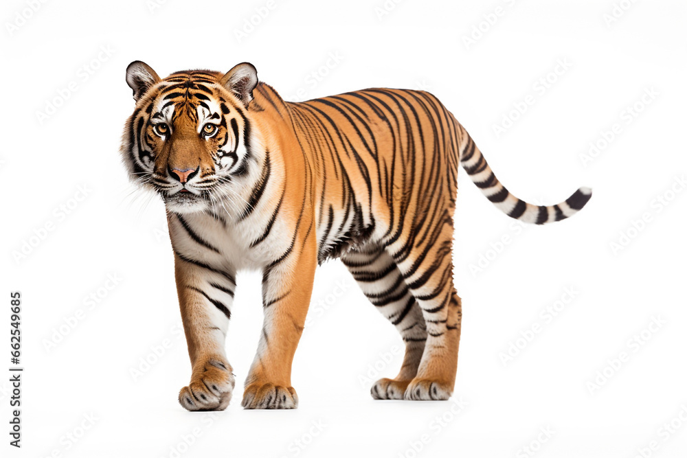 Wildlife and animal concept. Tiger isolated on white background. Generative AI