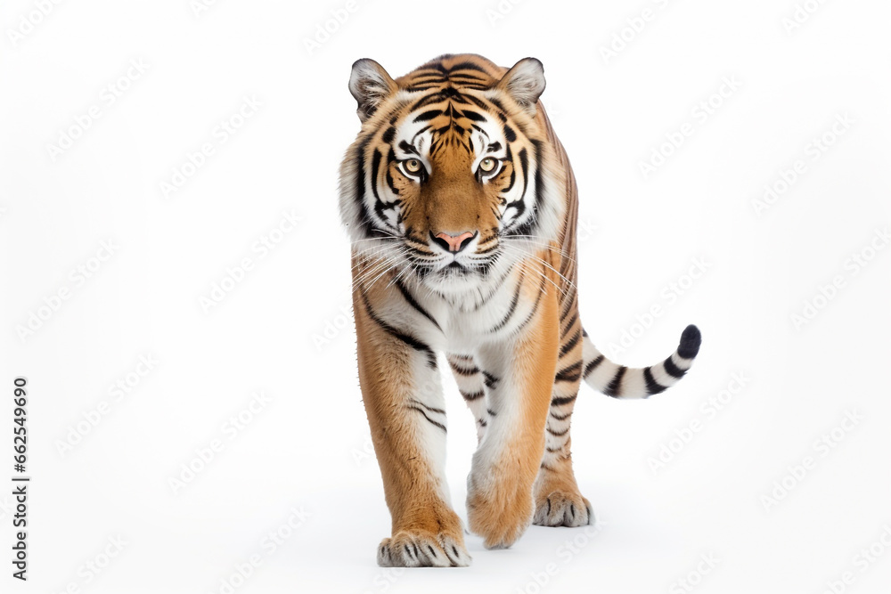 Wildlife and animal concept. Tiger isolated on white background. Generative AI