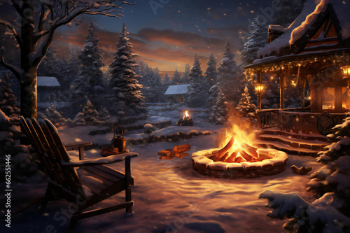 Christmas and New Year, Cozy fireplaces and warm hot chocolates, lighting bonfires, candles, or lanterns. the season of winter brings a huge scope for creativity. © kaiskynet