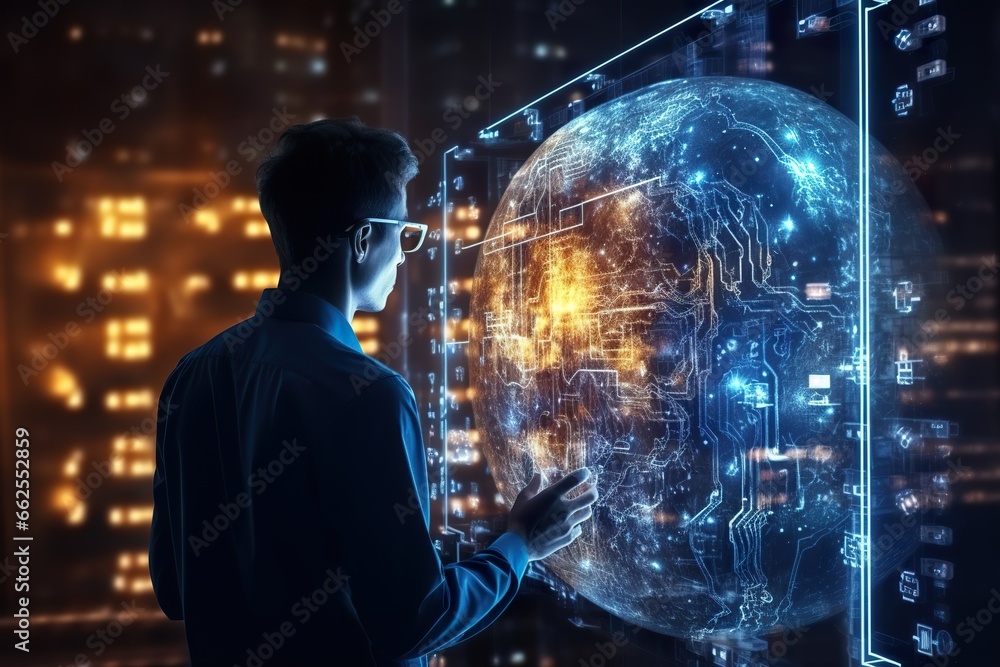 Fototapeta premium Artificial intelligence technology Machine learning, Data exchange.