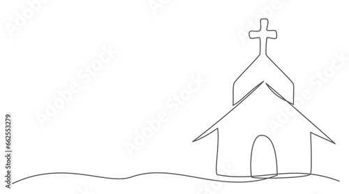 Church One line drawing isolated on white background
