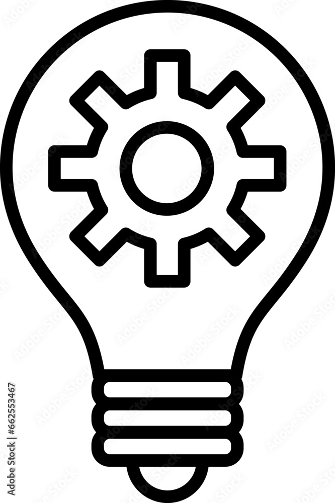 Innovation icon vector, isolated on white background. Light bulb with cog inside. Idea sign, solution, thinking concept. Flat style for graphic design, logo, web site Innovation icon vector, isolated on white background. Light bulb with cog inside. Idea sign, solution, thinking concept. Flat style for graphic design, logo, web site