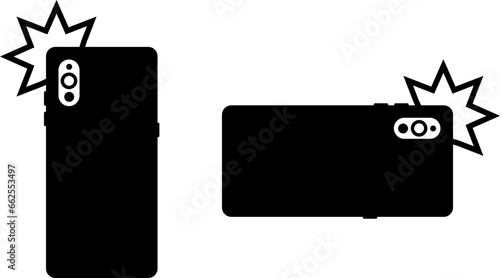 Photo on smartphone with flash vector. Smartphone, Selfie, Flash icon