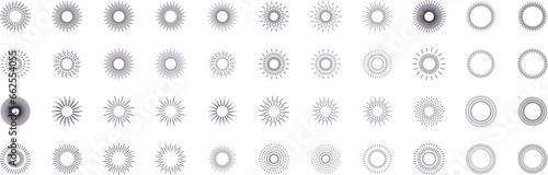 Vintage sunburst collection. Big set sunburst best quality. Radial sunset beams. Fireworks. Vector illustration.