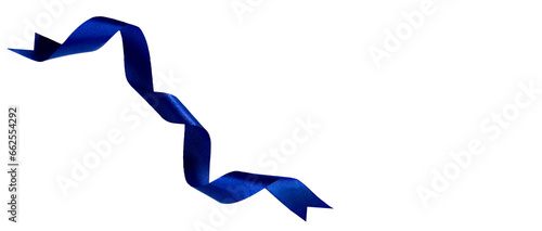 blue ribbon on transparent and white background, PNG image.