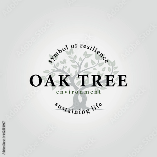 nature tree logo vector icon, natural oak tree design concept, environmental badge illustration