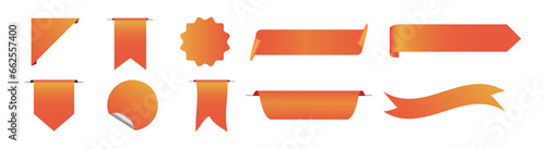 Red orange gradient tag banner label ribbon vector price bookmark note background discount. Exclusive red tag sticker.