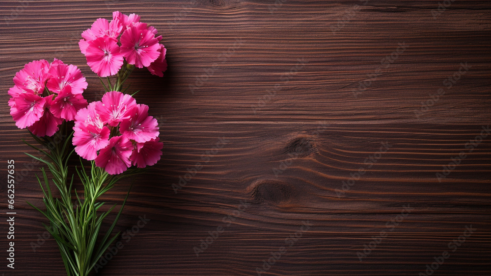 Sweet William Flower on Wooden Background with Copy Space Sweet William Flower on Wooden Background with Copy Space