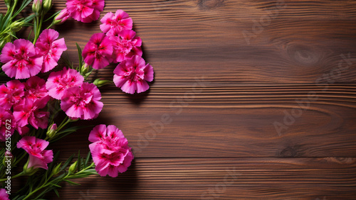 Sweet William Flower on Wooden Background with Copy Space