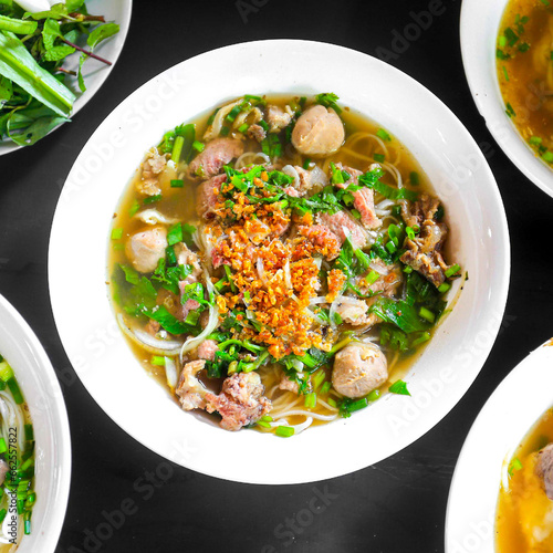 Noodles soup with beef lao food khao piek asian food street food thai