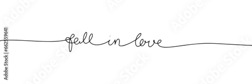 Cuadro en lienzo Fall in love one line continuous text