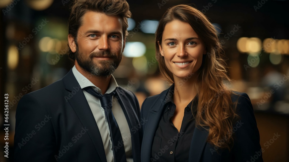 Man and woman executives in business suits in the office Man and woman executives in business suits in the office