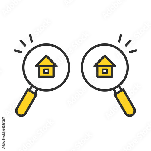 家・戸建てを検索する虫めがねアイコン　一戸建てを探す　物件検索