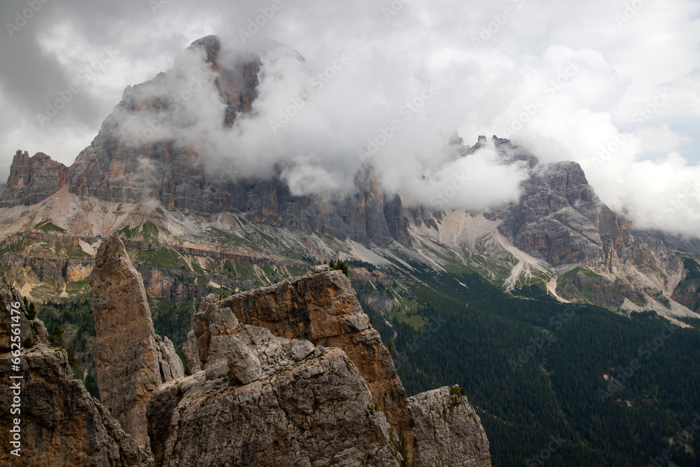 Tofana di Rozes (3225m) in the Dolomites, view from Cinque Torri, Italy, Europe