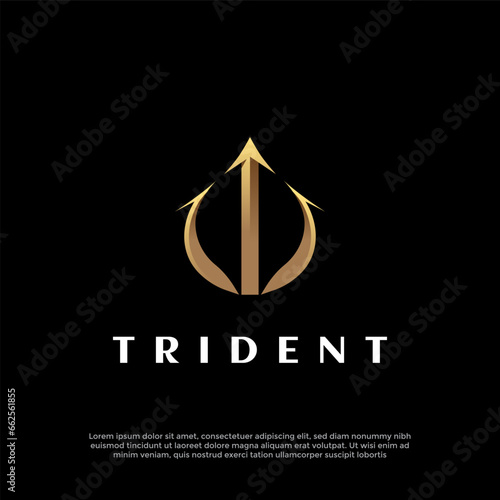 Gold trident logo vector design template