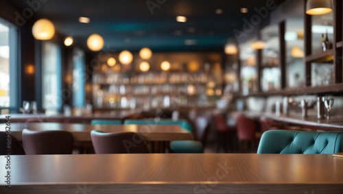 empty table in modern bar with defocused background.