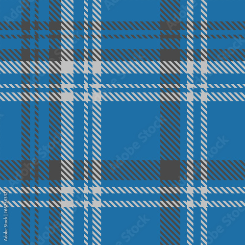 Blue Grey Plaid Tartan Seamless Pattern. Check fabric texture for flannel shirt, skirt, blanket 