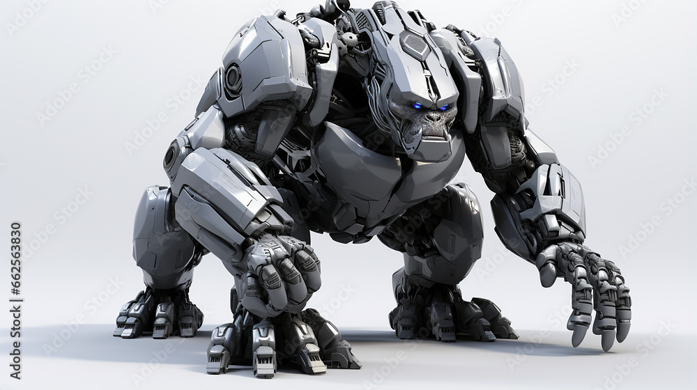 Gorilla robot robotic animal isolated over white background