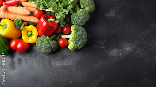 Healthy vegan fresh vegetarian vegetables on a gray background