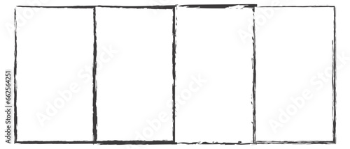 Grunge square and rectangle frames. Ink empty black boxes set. Rectangle borders collections. Rubber square stamp imprint. Vector illustration
