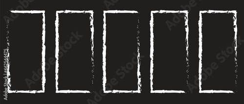 Grunge square and rectangle frames. Ink empty black boxes set. Rectangle borders collections. Rubber square stamp imprint. Vector illustration