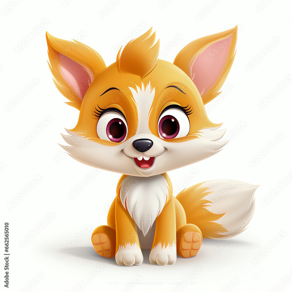 Naklejka premium Lovely Baby Girl Fox Cartoon Vector