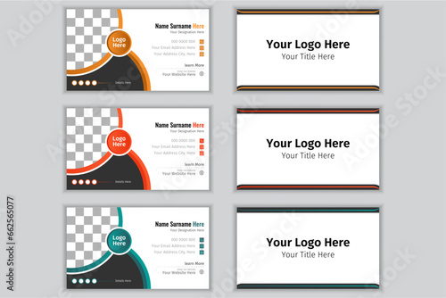 Set of attractive business card print templates. Personal business card with abstract shape in illustrator.