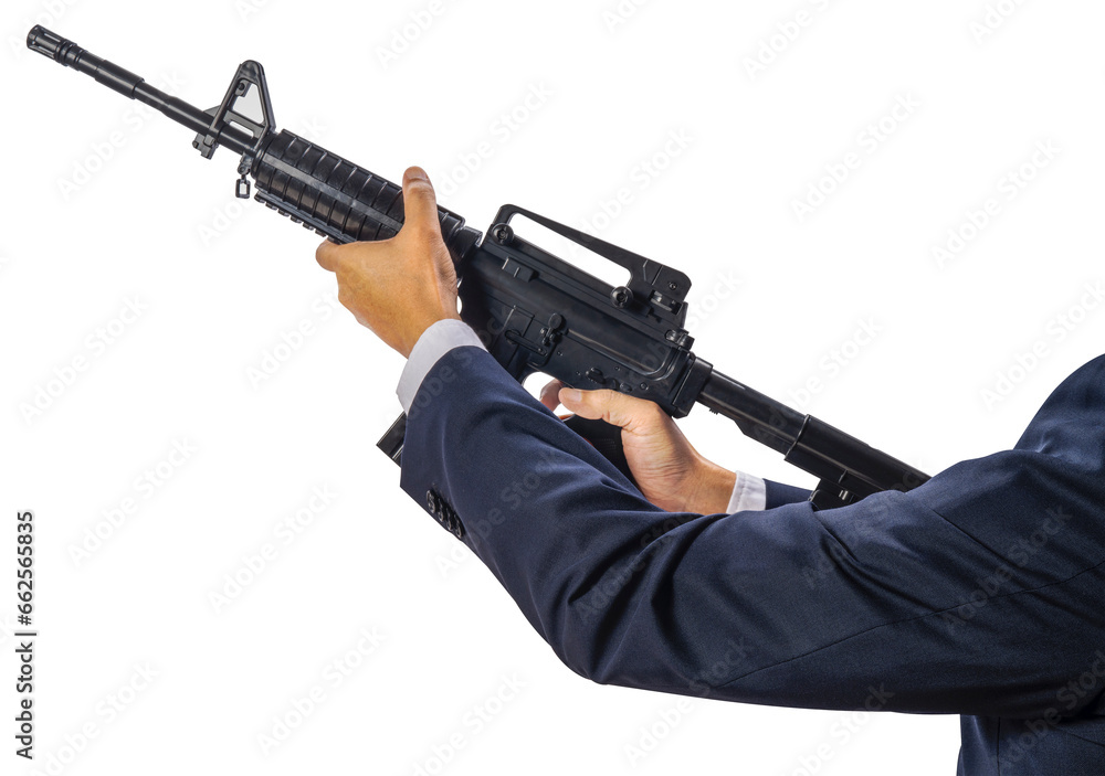 Hand Holding Automatic M 16 Machine Gun isolated on white background, Hand Holding Rifle Gun on White Background PNG File. Hand Holding Automatic M 16 Machine Gun isolated on white background, Hand Holding Rifle Gun on White Background PNG File.