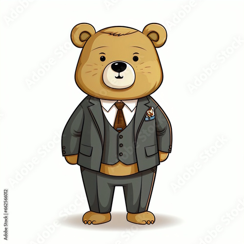 Formal Bear Cartoon Character Vector photo