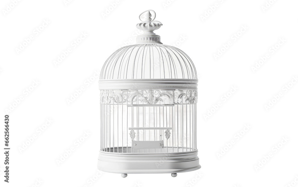 Beautiful White Bird Cage Cover Isolated on Transparent Background PNG.