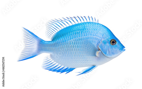 Beautiful Blue Damselfish Fish Isolated on Transparent Background PNG.