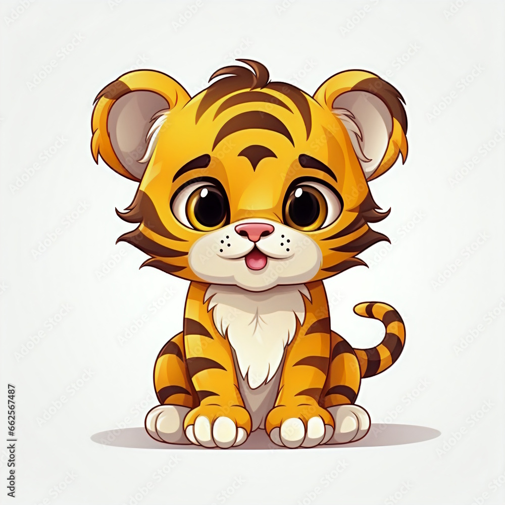 Energetic Big-Eyed Tiger Cartoon Character Vector Energetic Big-Eyed Tiger Cartoon Character Vector