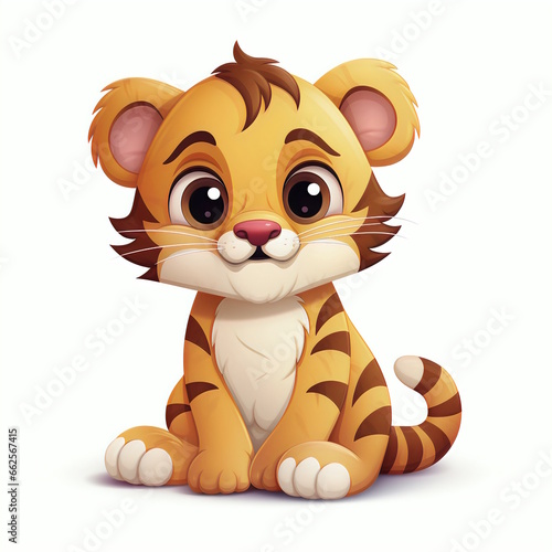 Energetic Big-Eyed Tiger Cartoon Character Vector