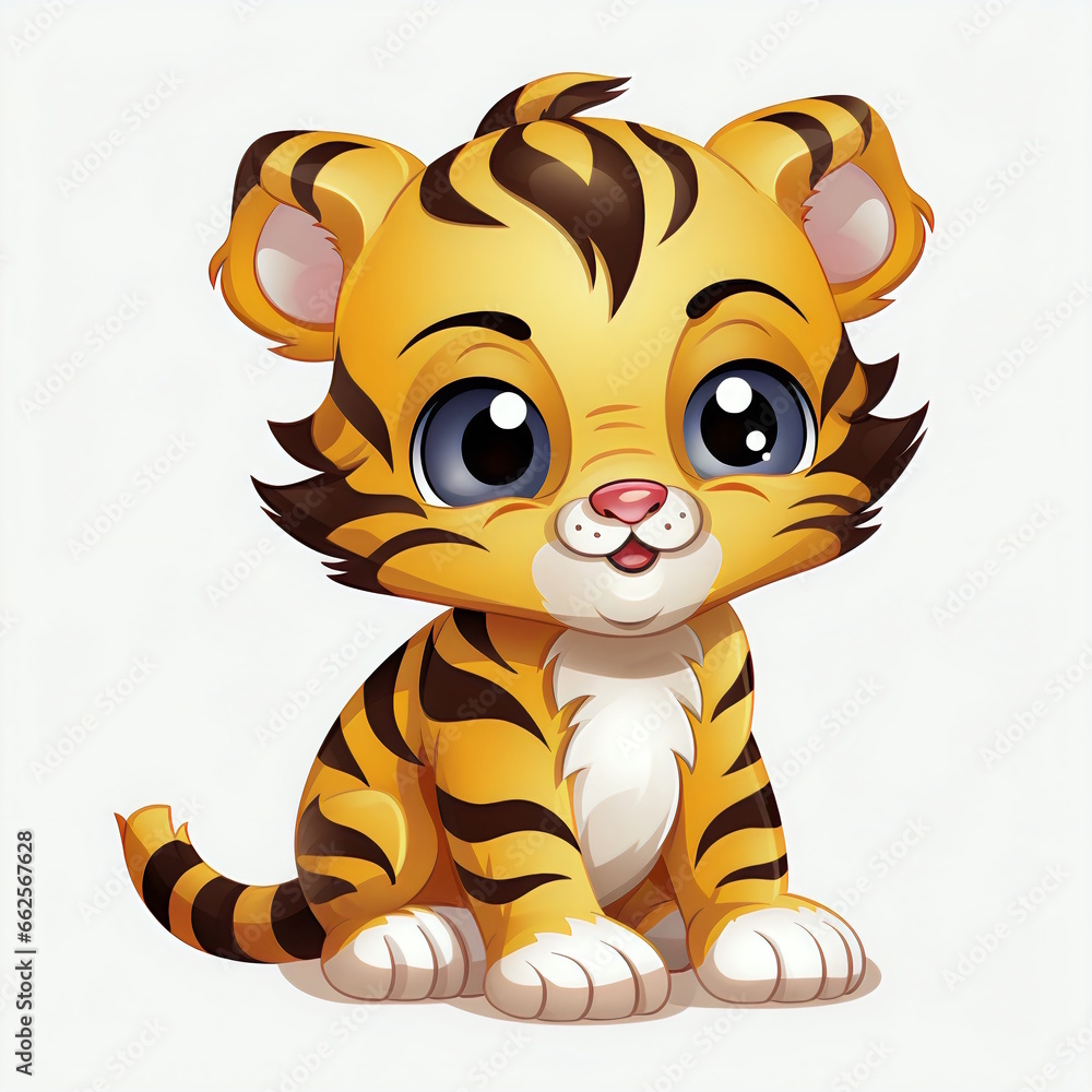 Energetic Big-Eyed Tiger Cartoon Character Vector Energetic Big-Eyed Tiger Cartoon Character Vector