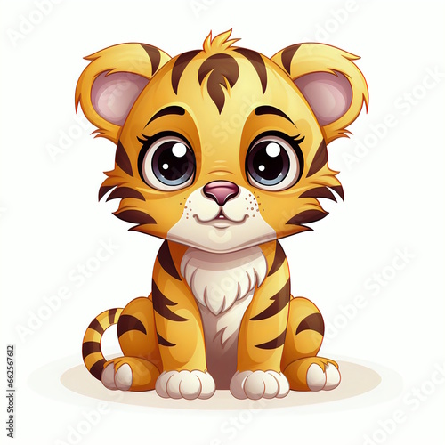 Energetic Big-Eyed Tiger Cartoon Character Vector