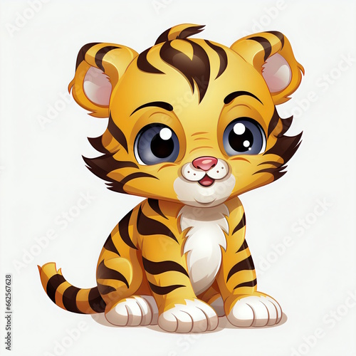 Energetic Big-Eyed Tiger Cartoon Character Vector