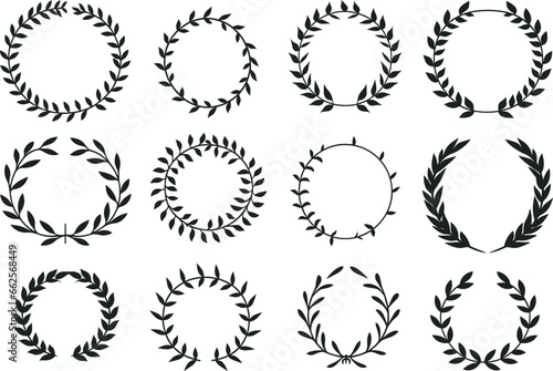 circular folatile vintage floral frames set for logos, tattoos, stickers, wedding, birthday