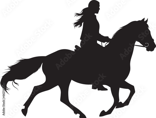 silhouette of a beautiful woman riding horse vector